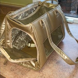 Gold small pet carrier